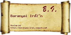 Baranyai Irén névjegykártya